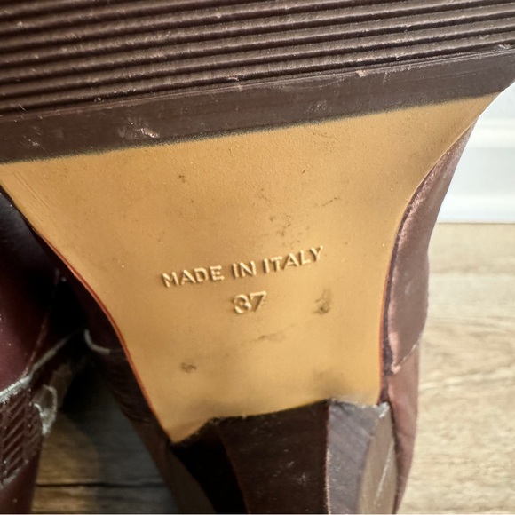 Suede Leather Calf-length Brown Slip On Western Riding Boots Size 7 - Picture 9 of 12